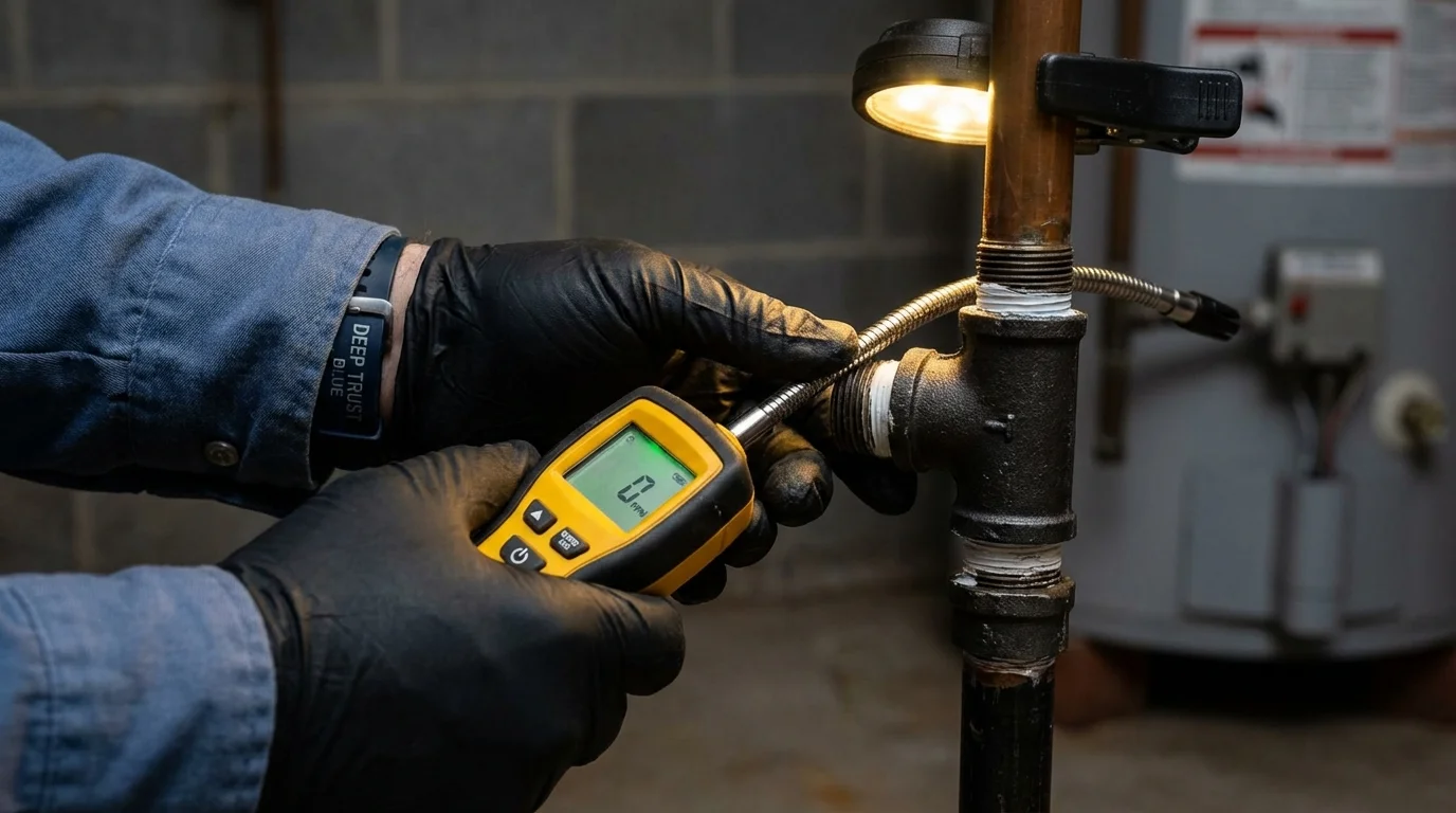 Gas leak detection with electronic sniffer by Johns Plumbing LLC in Dothan